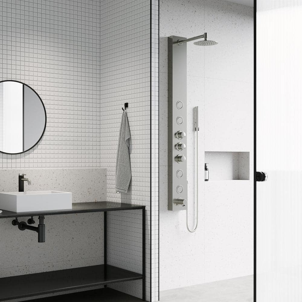 Bowery Stainless Steel 59" Shower Panel with Hand Shower and Jets