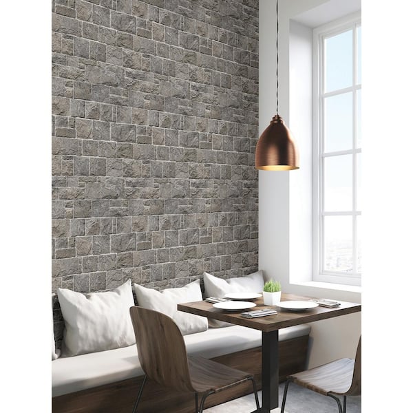 InHome Grey Kennedy Stone Peel and Stick Wallpaper Sample NHS3759SAM - The Home  Depot