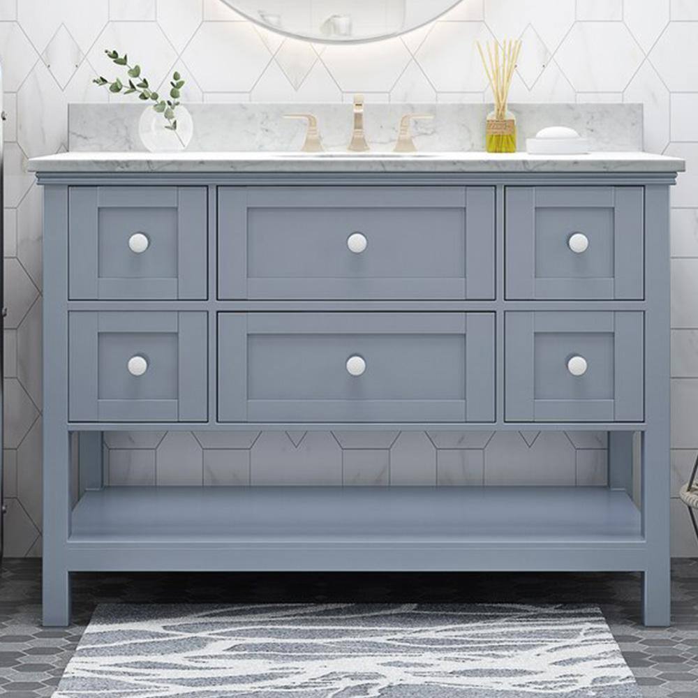 49 in. W x 22 in. D x 40 in. H Single Sink Freestanding Bath Vanity in Grey