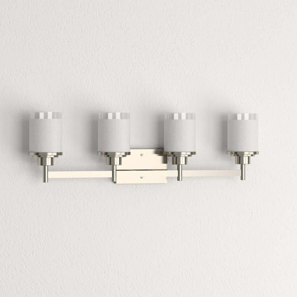 Brushed Nickel Four-Light Cylinder Bath Vanity Fixture