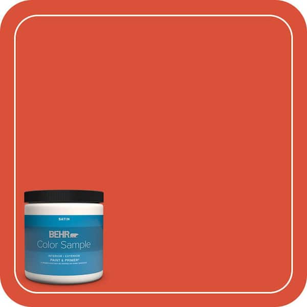 BEHR PREMIUM PLUS 8 oz. #190B-7 Fire Island Satin Enamel Interior/Exterior Paint & Primer Color Sample