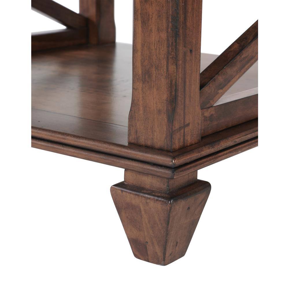 45" Cherry Pine Wood Coffee Table with Lower Shelf