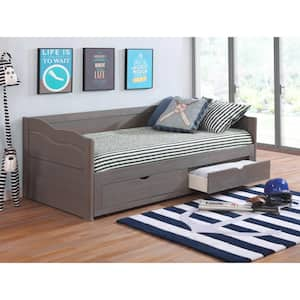 Aslan Convertible Gray Twin Daybed With Drawers