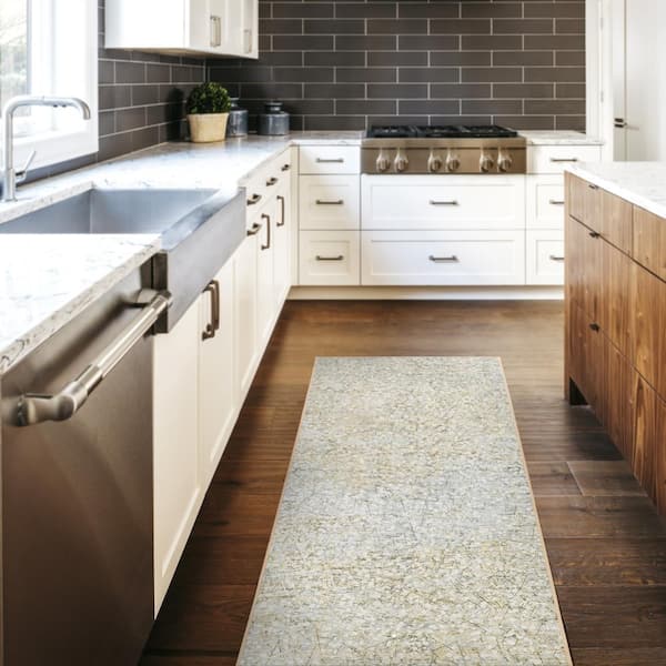 Sotho Beige 2.5 ft. x 7 ft. Geometric Washable Runner Rug