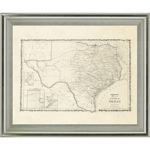 "New Map Of The State Of Texas" By Johnson And Wank Framed Print Travel Wall Art 28 in. x 34 in.