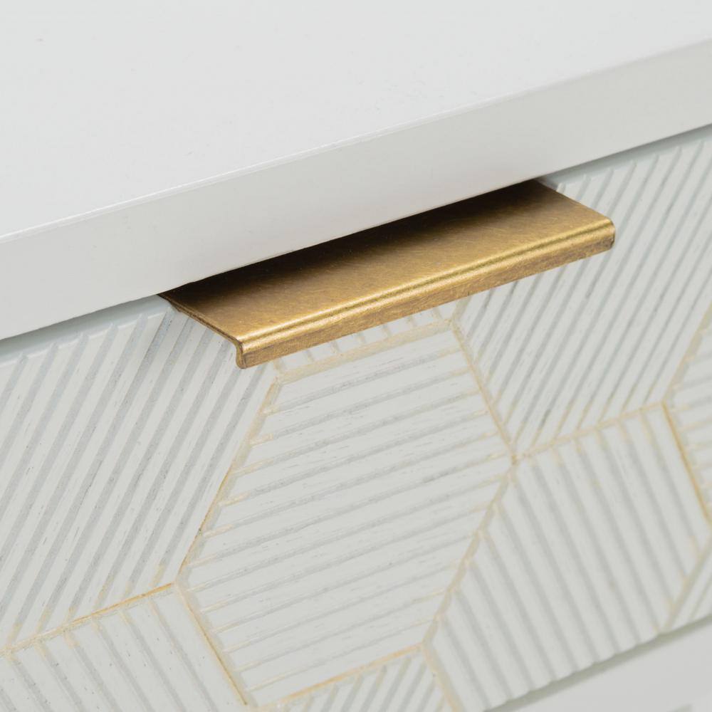 White Wood and Metal Retro Accent Table with Storage