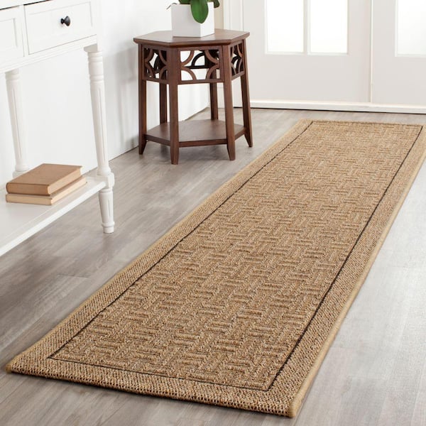 Palm Beach Natural 2 ft. x 8 ft. Interlaced Border Runner Rug