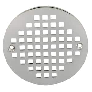 4.194 in. O.D. Round Cast Heavy Duty Coverall Strainer in Chrome for Shower/Floor Drains