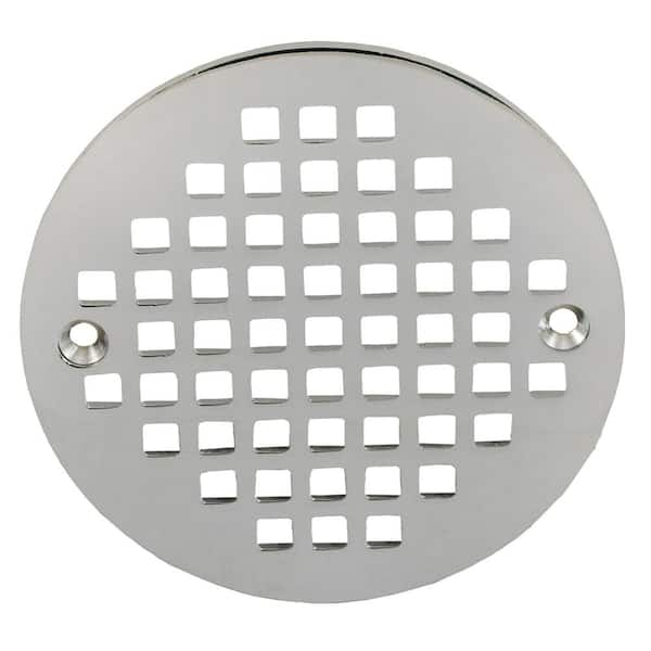 JONES STEPHENS 4.194 in. O.D. Round Cast Heavy Duty Coverall Strainer in Chrome for Shower/Floor Drains