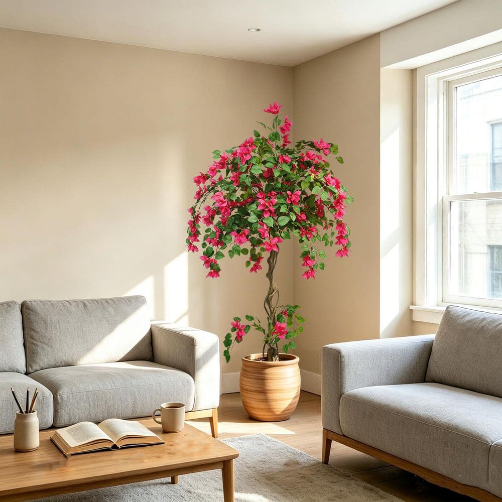 Living Flower リビングフラワ　20本 Vitalismo 5 ft. Artificial Bougainvillea Tree Fake Bougainvillea
