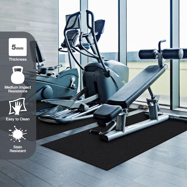 Black 37 in. x 90 in. Exercise Equipment Mat Thickness 0.2 in. Total Square Footage Covered 23.125 ft.