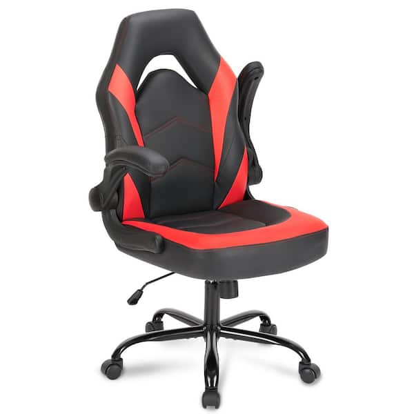 FIRNEWST Ignacio PU Leather Ergonomic Gaming Chair in Red with Flip-up Armrest