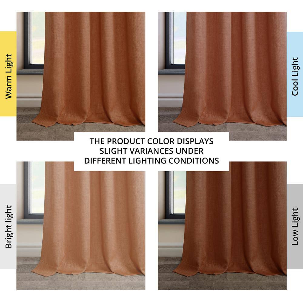 Desert Orange Faux Linen Blackout Grommet Window Panel - 50" x 96"