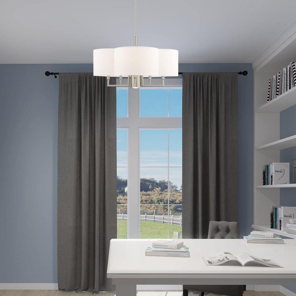 Chelsea Clover-Shaped 6-Light Brushed Nickel Pendant Chandelier
