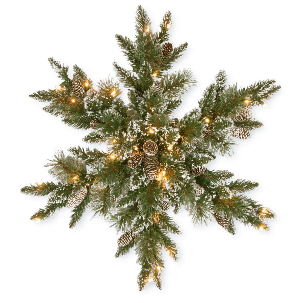 National Tree Company 32 in. White Iridescent Tinsel Artificial Snowflake  with Battery Operated Warm White LED Lights TT33-313-32S-B1 - The Home Depot