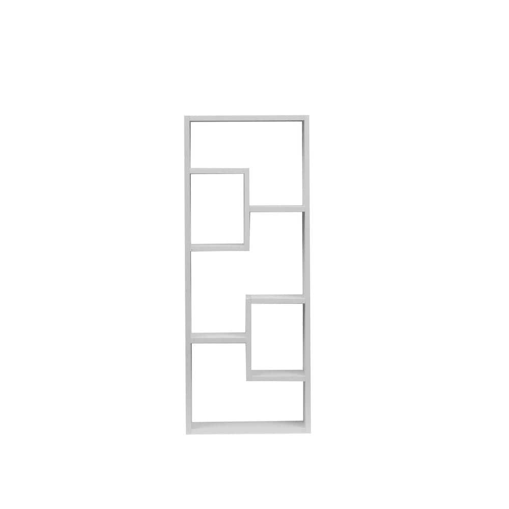 New White 14.2 in W x 36.2 in. H Wood Decorative Wall Shelf, Bookcase with 