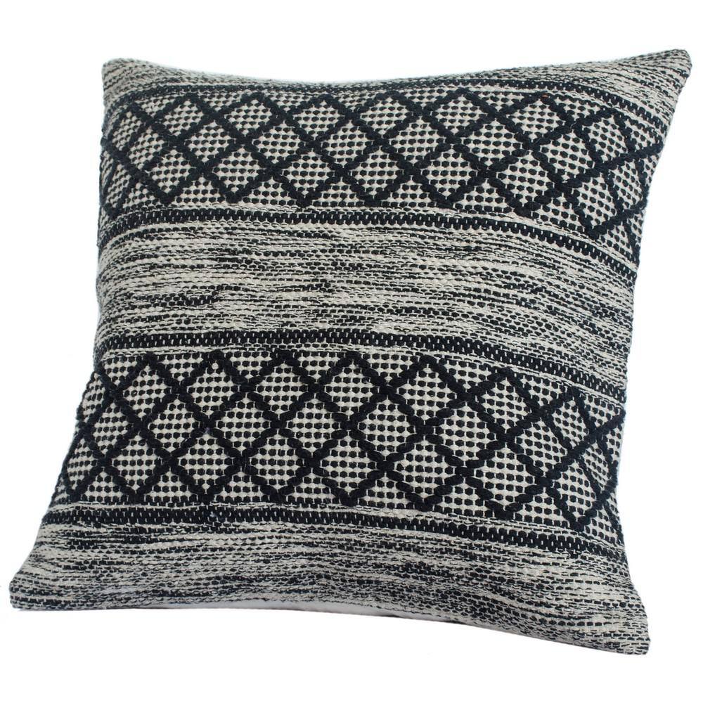 Gray and Black Geometric Diamond 20" Square Pillow