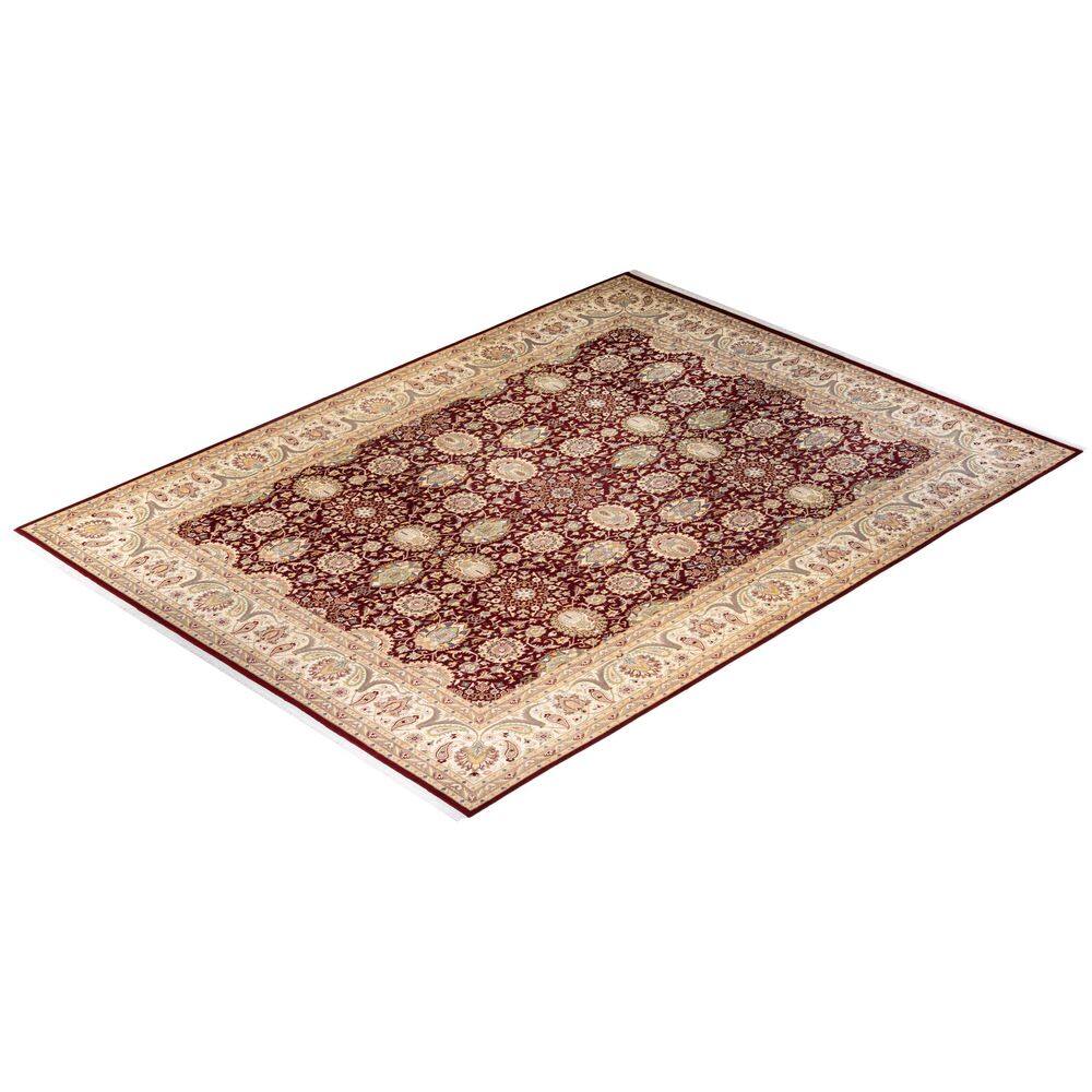 Handmade Red Wool 9' x 12' Traditional Area Rug
