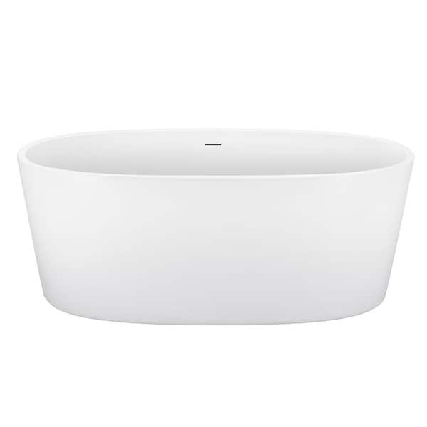 JimsMaison 63 in. x 31 in. Acrylic Soaking Bathtub with Center Drain in White