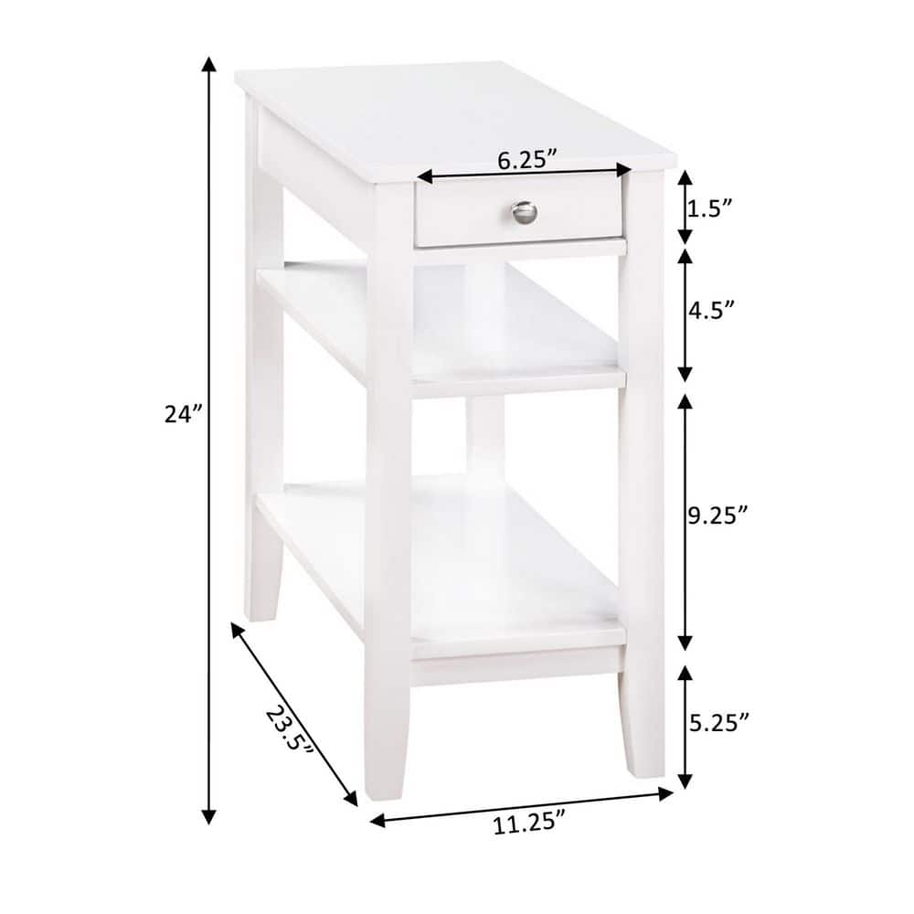 White Wood and Metal Chairside End Table with Storage