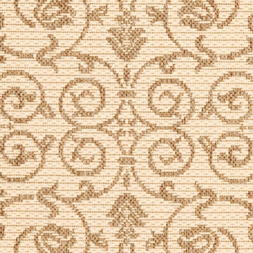 Courtyard Scroll 2'7" x 5' Natural Brown Synthetic Round Area Rug