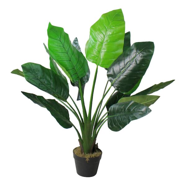 Northlight 42 in. Artificial Green Bird of Paradise Plant with Black Pot