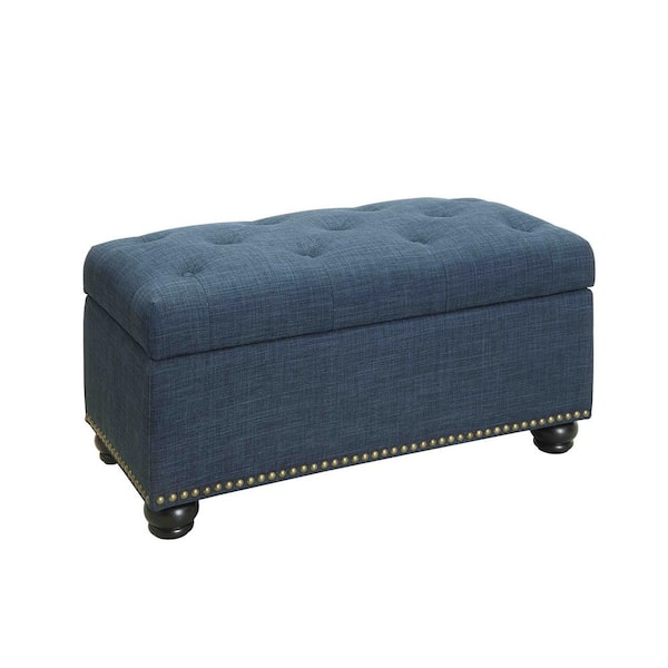 Convenience Concepts 7th Avenue Blue Fabric Storage Ottoman