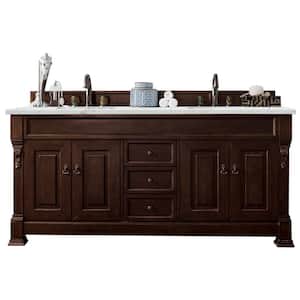 Brookfield 72 in. W x 23.5 in. D x 34.3 in. H Bathroom Vanity in Burnished Mahogany with Ethereal Noctis Quartz Top