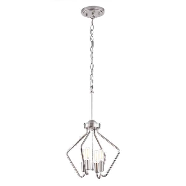 Andalusia 4-Light Modern Brushed Nickel Finish Caged Pendant Light