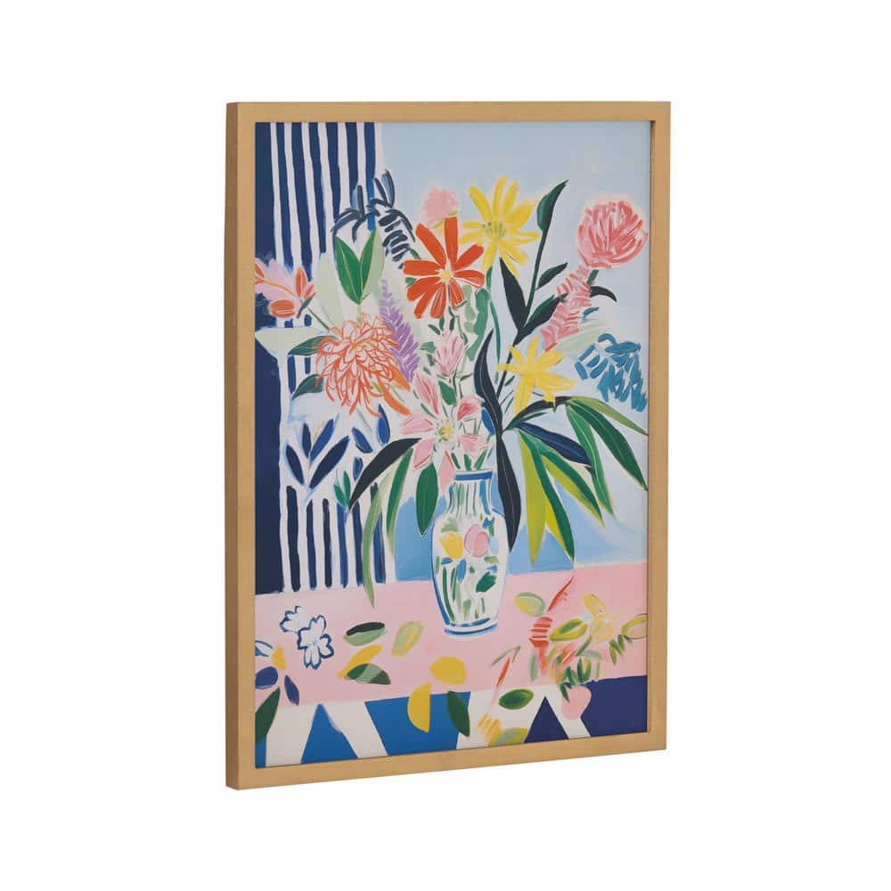 Cheerful Maximalist Floral Arrangement Print in Gold Frame