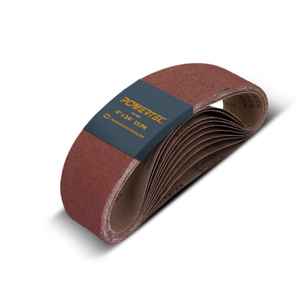 4 in. x 24 in. 180-Grit Aluminum Oxide Sanding Belt for Oscillating Belt and Spindle Sander (10-Pack)