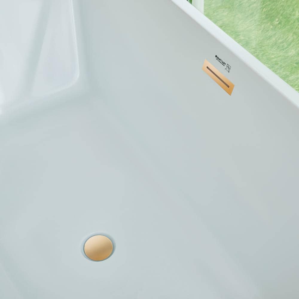 Vanity Art 67" White Acrylic Freestanding Soaking Bathtub