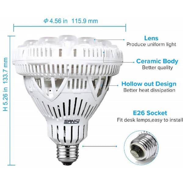SANSI 36W LED Plant Light Bulb Full Spectrum Hydroponics Indoor Grow Lights 