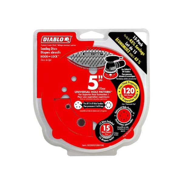 DIABLO 5 in. 120-Grit Hook and Lock ROS Sanding Discs