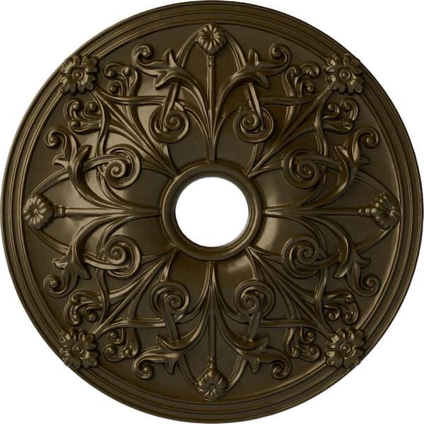 Ekena Millwork 23-5/8" x 3-7/8" ID x 2-1/8" Jamie Urethane Ceiling Medallion (Fits Canopies upto 3-7/8"), Brass