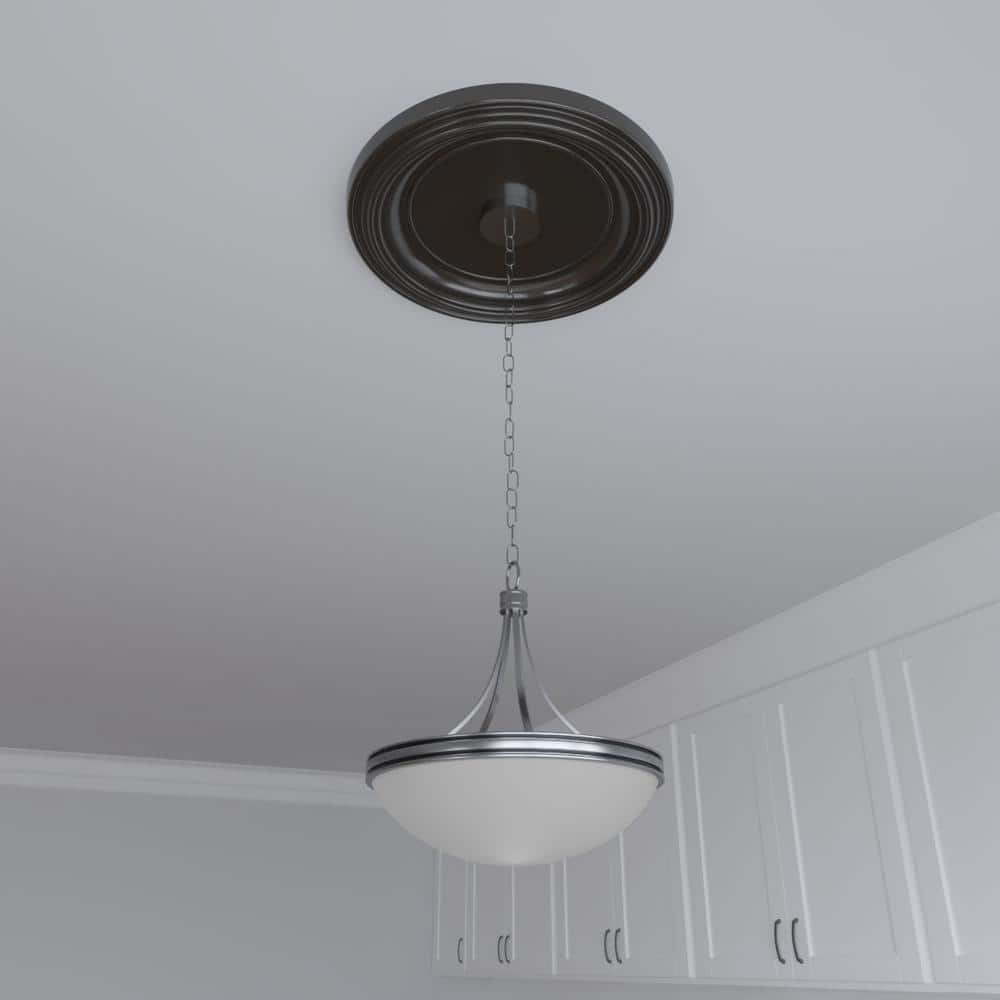 Traditional Metallic Charcoal PVC Ceiling Medallion, 19-inch Diameter