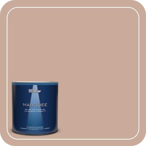 BEHR MARQUEE 1 qt. #ICC-97 Powdered Allspice Satin Enamel Interior Paint & Primer