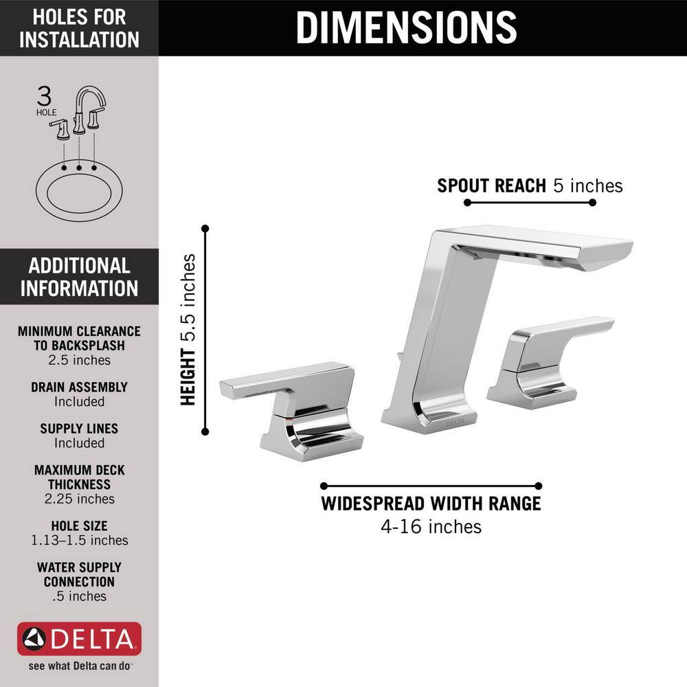 Pivotal 16" Widespread Chrome Bathroom Faucet with Modern Design
