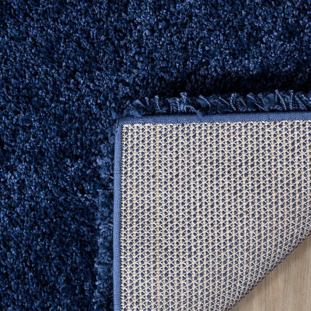 Navy Square Synthetic Shag Area Rug, 7' x 7'