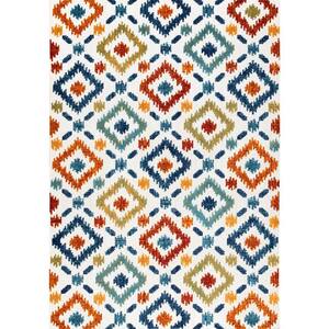 Malea Bohemian Hatched Trellis Multi 3 ft. x 5 ft. Indoor/Outdoor Patio Area Rug