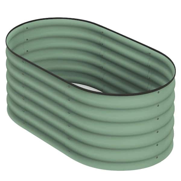 3.5 ft. x 2 ft. x 1.4 ft. Galvanized Raised Garden Bed Kit Outdoor Metal Elevated Planter Box with Safety Edging, Green