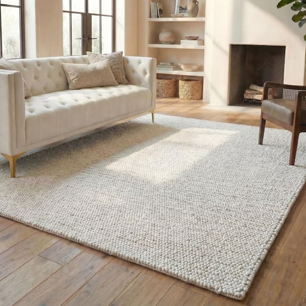 Natura 10 ft. x 14 ft. Ivory Wavy Abstract Area Rug