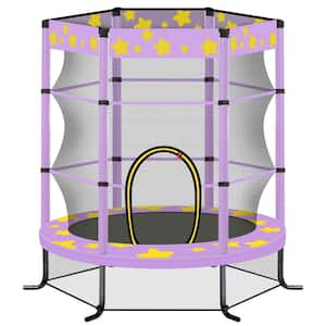 Purple 55 in. Kids Trampoline with Safety Enclosure Net, 4.5 ft. Outdoor Indoor Trampoline for Kids