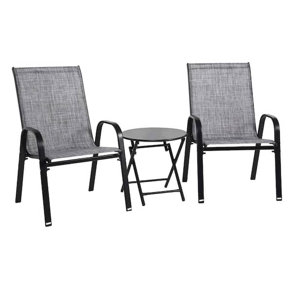 3-Piece Metal Patio Conversation Seating Set in Gray