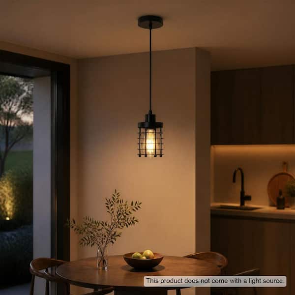 OUKANING 1-Light Black Industrial Vintage Simple Metal Cage Mini