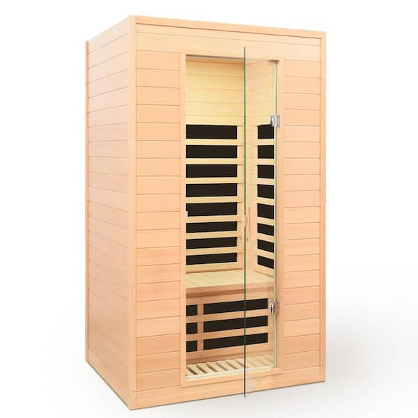 2-Person Indoor Hemlock infrared Sauna with 5 Far-infrared Carbon Crystal Heaters