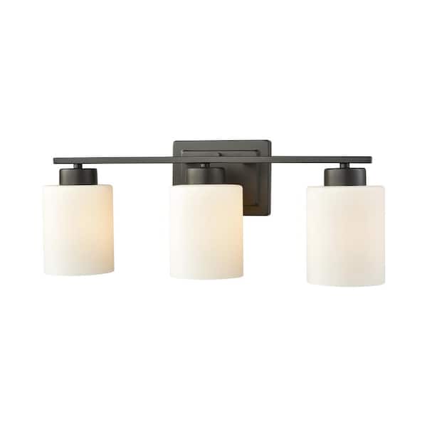 Thomas Lighting Summit Place 3-Light Oil Rubbed Bronze With Opal White Glass Bath Light