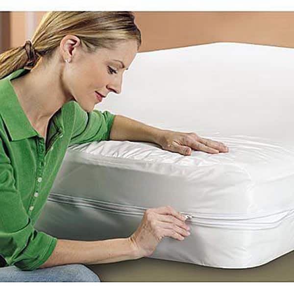 Full Size Bed Mattress Cover Plastic White Waterproof Bug Protector Mites  Dust