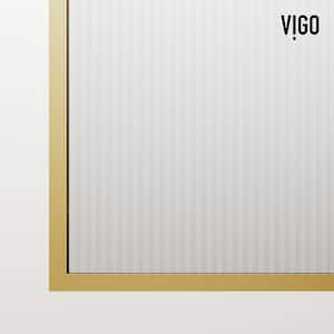 Meridian 34 in. W x 74 in. H Framed Fixed Shower Screen Door in Matte Brushed Gold with 3/8 in. (10mm) Fluted Glass