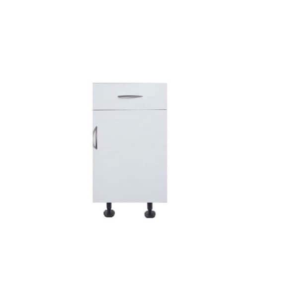 Hampton Bay San Juan Series Assembled 18x34.5x24 in. 1 Door 1 Drawer Base Cabinet made of High Density PVC in White Color